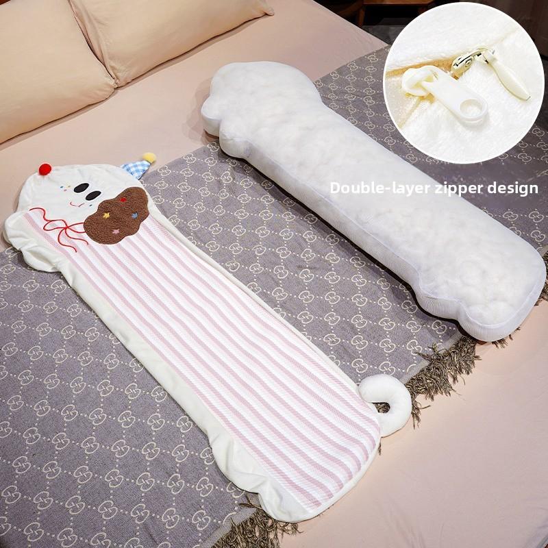 Ice Silk Long Body Pillow With Cute Animal Dog Pattern For Bedroom Sleep Comfort