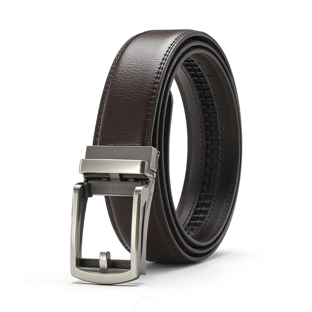 Genuine Leather Belt Men'S Automatic Buckle Belt Cowhide Belt Fake Pin Buckle Belt