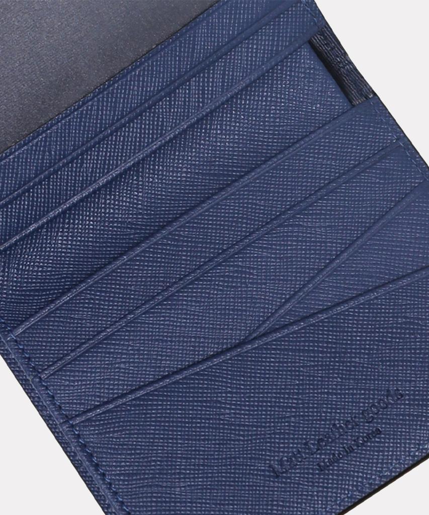 Matt Saffiano Cowhide Mini Wallet (Black + Steel Blue) W22762