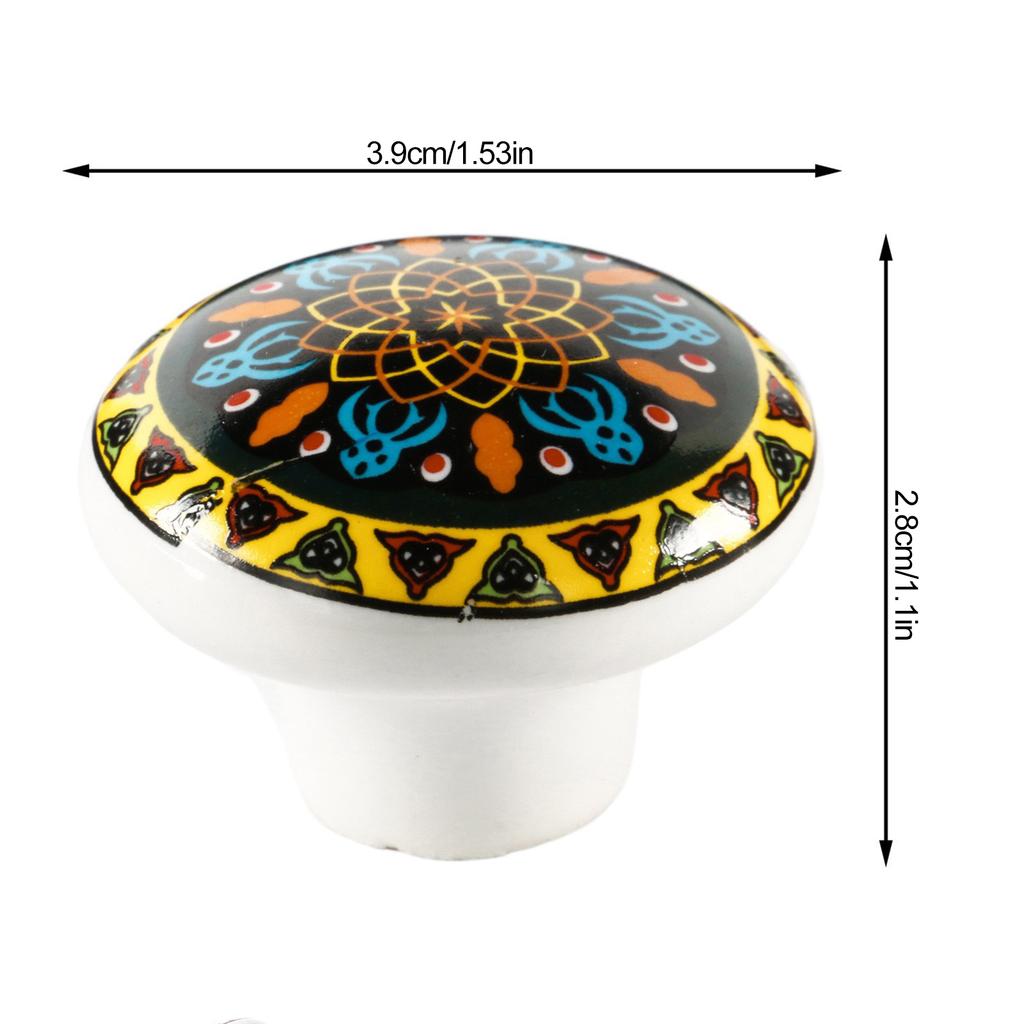 Keramik Schubladengriffe Böhmischer Stil Runde Schrankknöpfe mit Einzigartigen Glasurmuster für Kleiderschrank Küchenmöbel