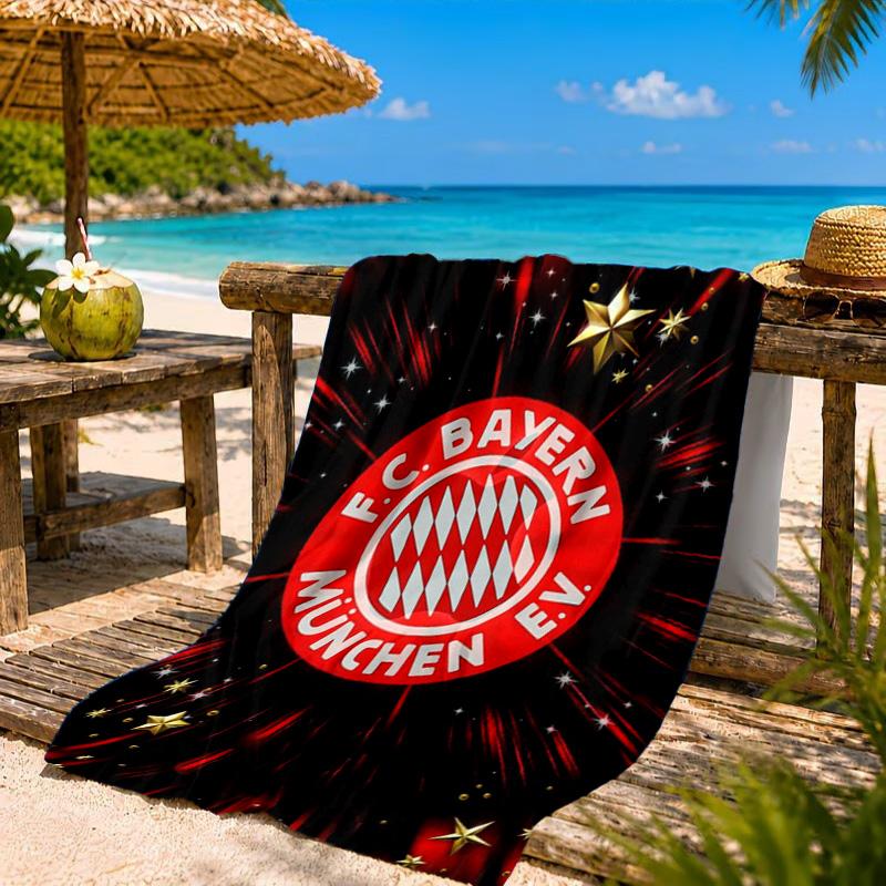Munich FC Artwork Printed Microfiber Beach Towel, Soft And Absorbent, Quick-Dry, Ideal for Summer Travel, Beach Essential, Swimming Pool