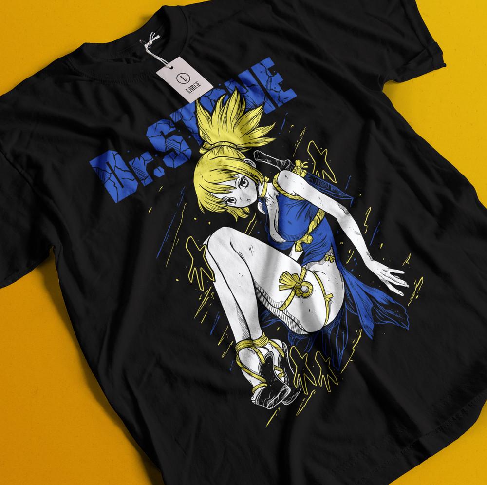

Dr Stone T-Shirt Senku Ishigami Tshirt Ryusui Tee Asagiri Seiyuu Anime Shirt M