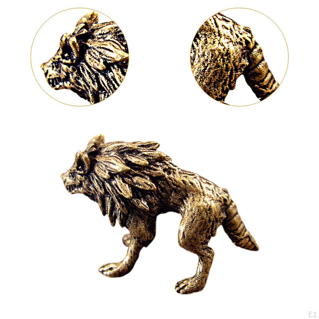 Mosiężna Figurka Wilka, Uroki Rzeźby Zwierzęcej, Prezent na Parapetówkę, Statuetka Chińskie Feng Shui