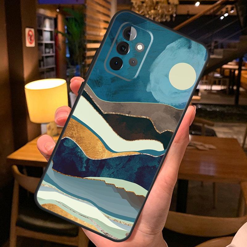 Gold Landscape Painting Case For Samsung Galaxy A56 A36 A54 A34 A14 A06 A16 A26 A12 A32 A52 A13 A33 A53 A15 A35 A55