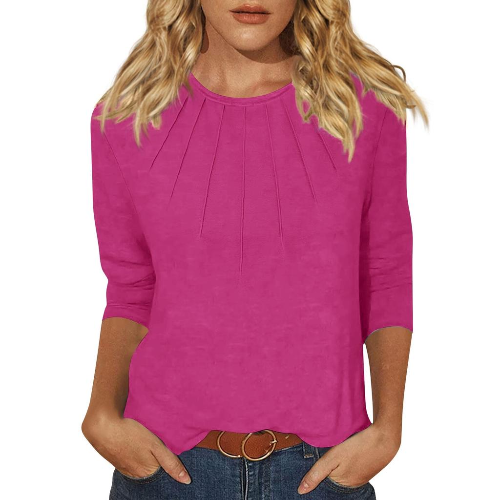 Women's Fashion Daily Versatile Casual O-Neck Three Quarter Sleeve Top