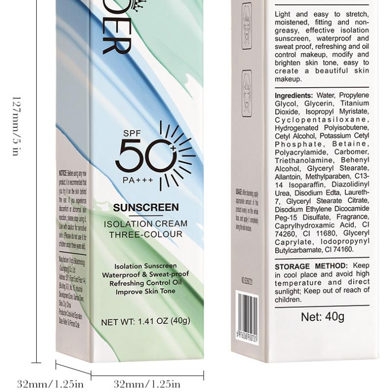 Makeup SADOER Three-color Rainbow Isolation Cream Brightening Skin Tone Sunscreen Makeup Primer