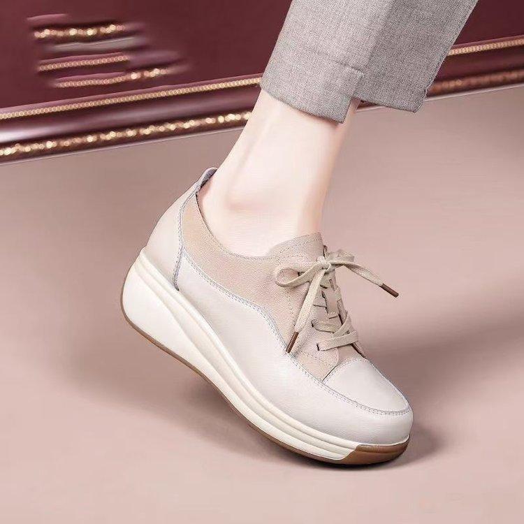 

Модная платформа обувь женская 2025 осень новая мягкая подошва удобная дышащая повседневная обувь женская толстая подошва увеличивающая рост женские кроссовки 40 бежевый