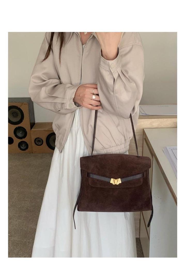 Niche Frosted Cowhide Retro Messenger Bag - Casual Crossbody/Shoulder Hobo Bag