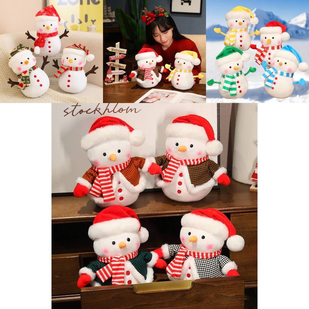 Adorable Plush Snowman Doll For Bedroom Decor Soft Stuffed Toy For Kids Christmas Gift
