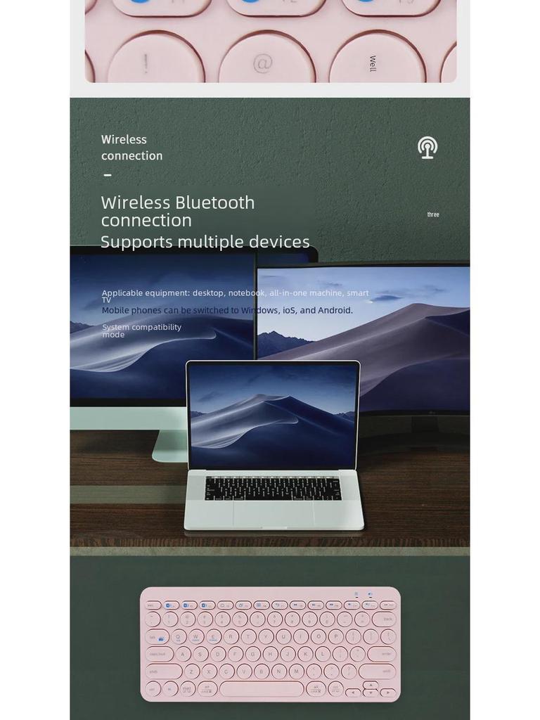 Wireless Bluetooth Keyboard for Tablets, Phones, Notebooks, and Desktops - Portable and Compact for Home or Office.