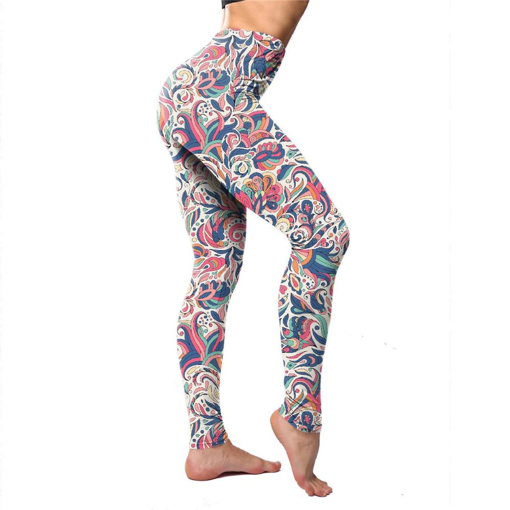 Floral Leggings High Waist Paisley Printed Legging For Women Highly Stretchable Fitness Tights Yoga Pants Workout Sportswear