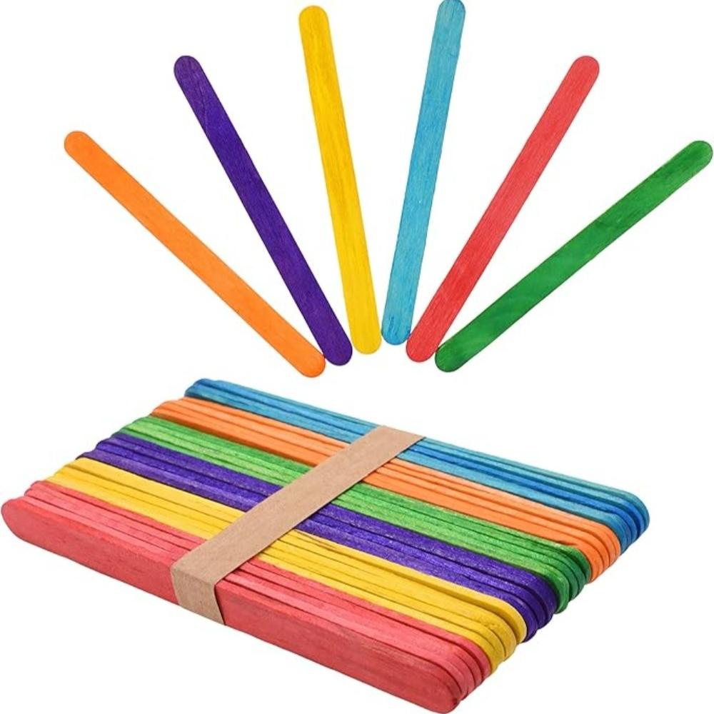 50-500Pcs Colored Wooden Ice Cream Stick Natural Craft Sticks Popsicle Diy Mold Wood Ice Pop Sticks Resin Making Tools