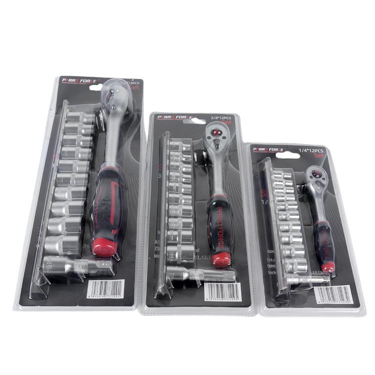 12PCS Plastic Hang Auto Car Repairing 1/2 Socket Wrench Set W/ High Quality Quickly Ratchet Handle 1/2 ratchet wrench set