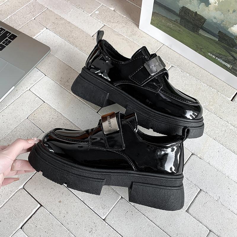 Autumn New Fashion Loafers Women'S Outerwear Casual Shoes Single Shoes Comfortable Versatile Thick-Soled Small Leather Shoes