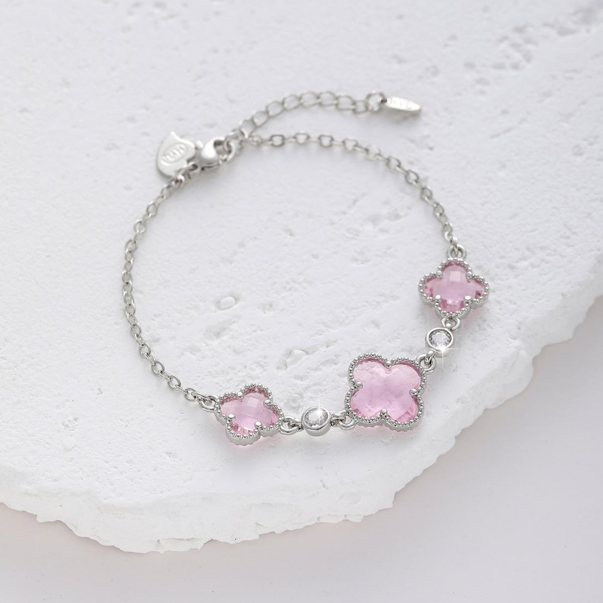 

Двусторонний браслет с четырьмя листочками клевера для женщин, цветы из циркония, легкий роскошный дизайн, модные украшения для рук