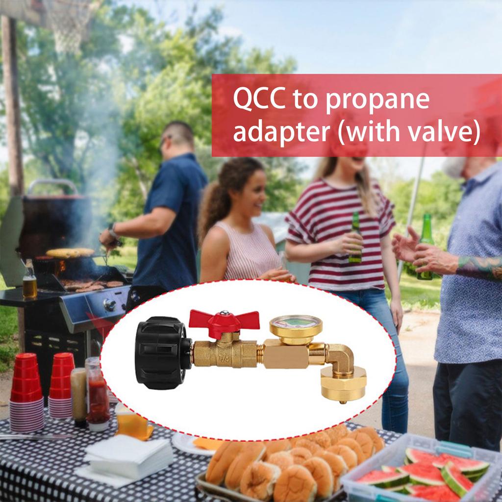 Propane Tank Refill Adapter with Gauge & Valves Brass Propane Bottle Refill Adapter with Pressure Gauge for 1LB Bottles