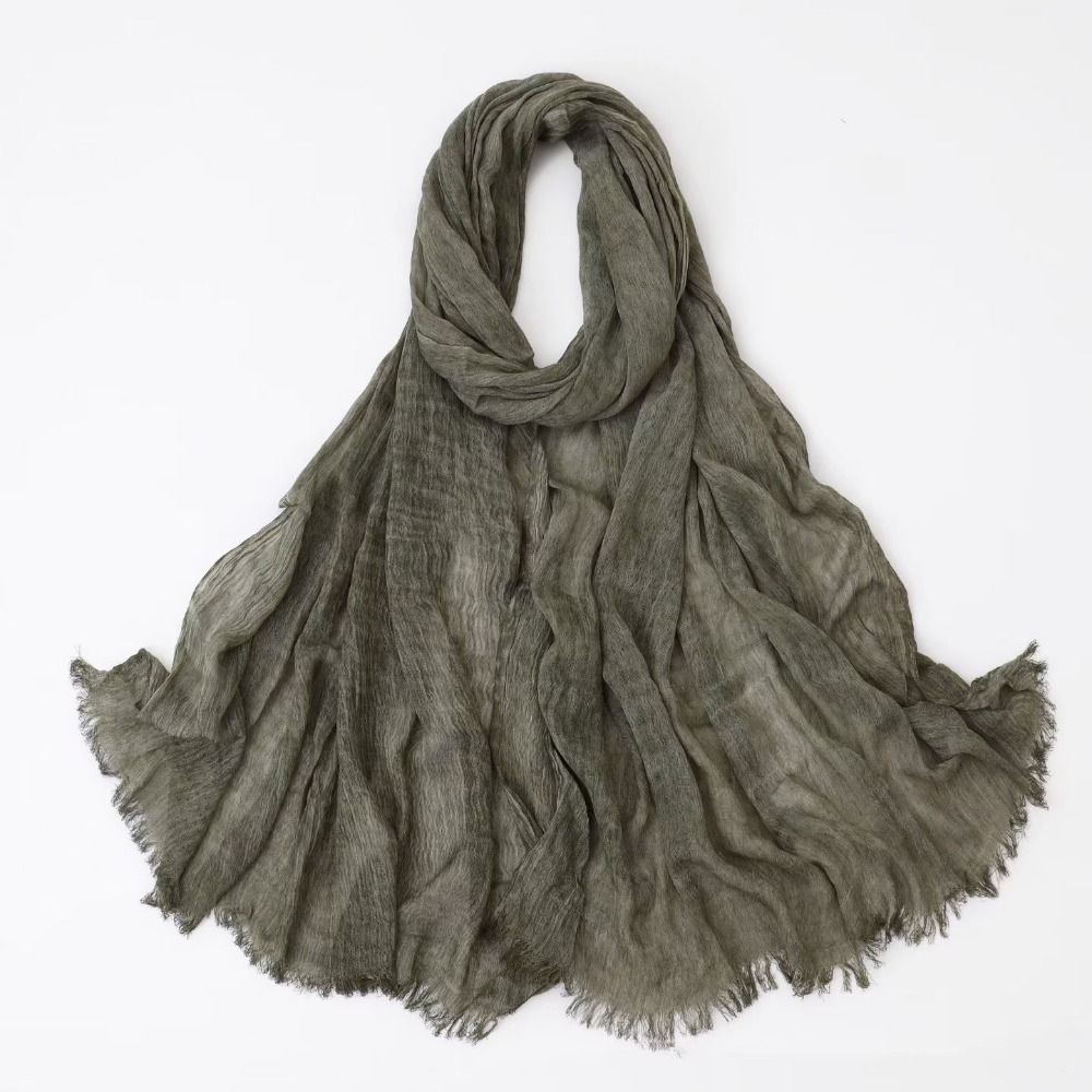180*70cm Women Muslim Scarf Shawls Solid Color Female Turban Plain Crinkle Hijabs  Four Seasons