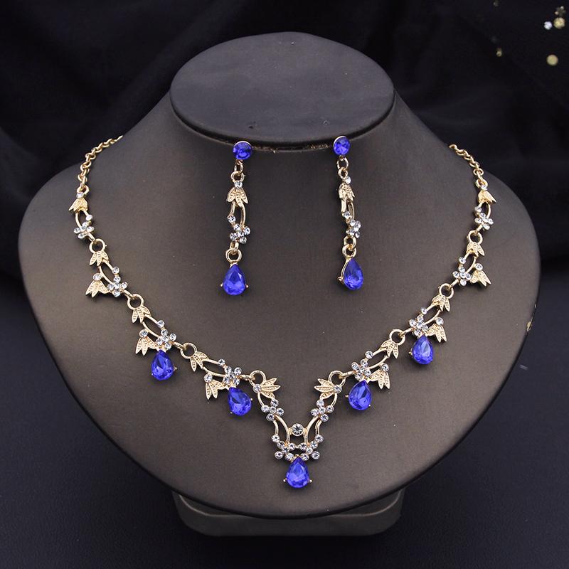 African Bridal Jewelry Sets for Women Fashion Flower Choker Necklace Set Wedding Necklaces and Earrings Costume Accessories