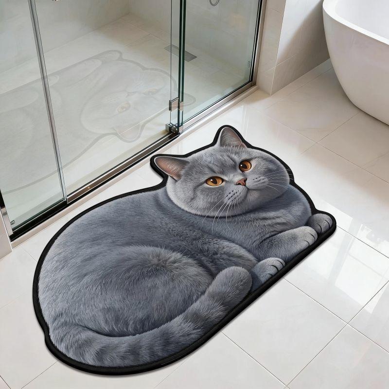 Tappetino da Bagno in Diatomea a Forma di Gatto Carino 3D Super Assorbente Antiscivolo Asciugatura Rapida Zerbino per Bagno per Amanti dei Gatti Decorazione per la Casa Regalo