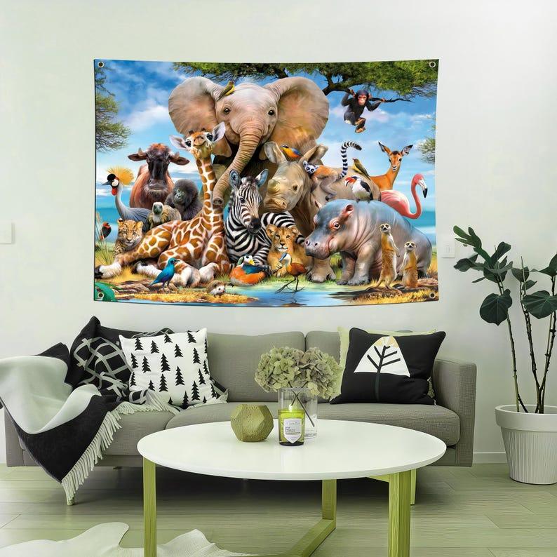 Wild animals tapestry 75x100