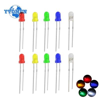50-200PCS 3mm F3 Light Emitting Diode LED Diode Assorted Kit Red/Green/Blue/Yellow/Orange/White DIY Electronic  Lamps