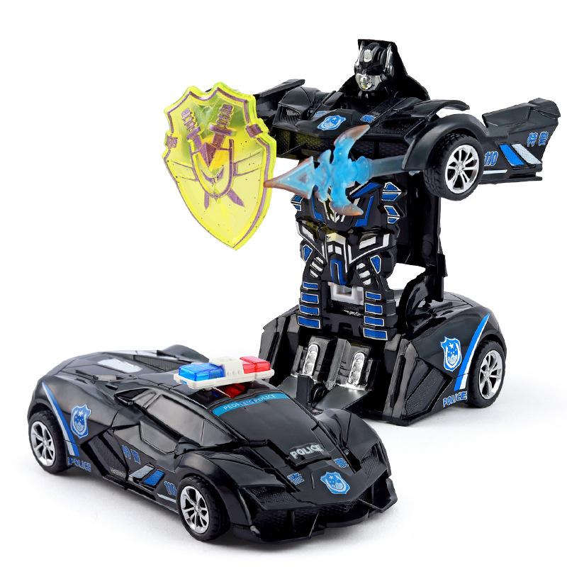 Children's 2025 new toy graffiti inertia deformation car racing one-click deformation robot