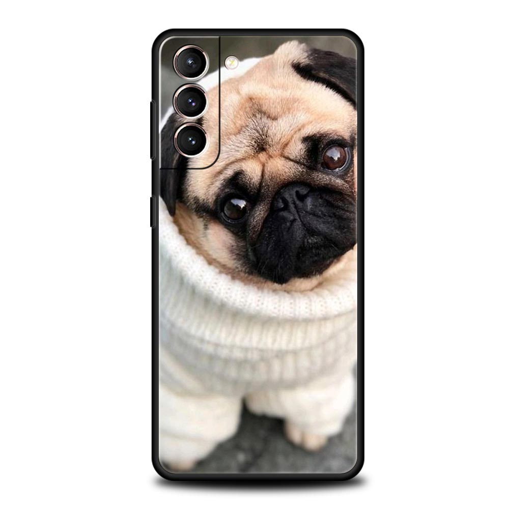 Cute Pug Dog Phone Case For Samsung Galaxy S24 S23 S22 S20 Ultra S21 FE 5G S10 S9 Plus S10E S8 Soft Silicone Cover
