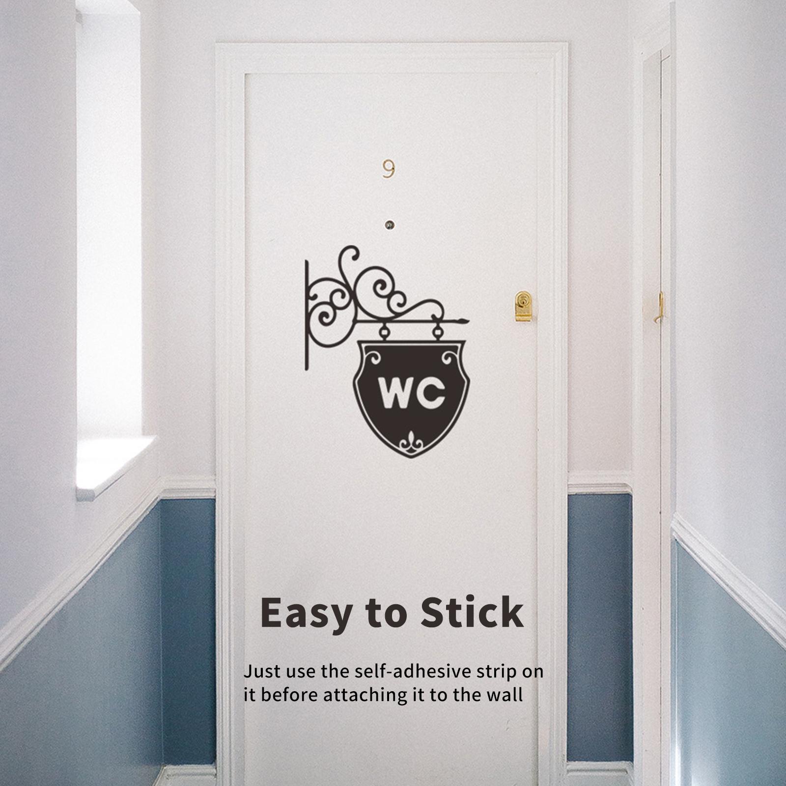 

Toilet Washroom Bathroom Door Stickers WC Pattern Removable Self Adhesive Wall Decal Door Art Decor Home Decorations