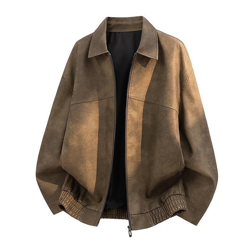 American retro pu leather jacket spring and autumn new versatile boys windproof lapel locomotive suit short jacket men