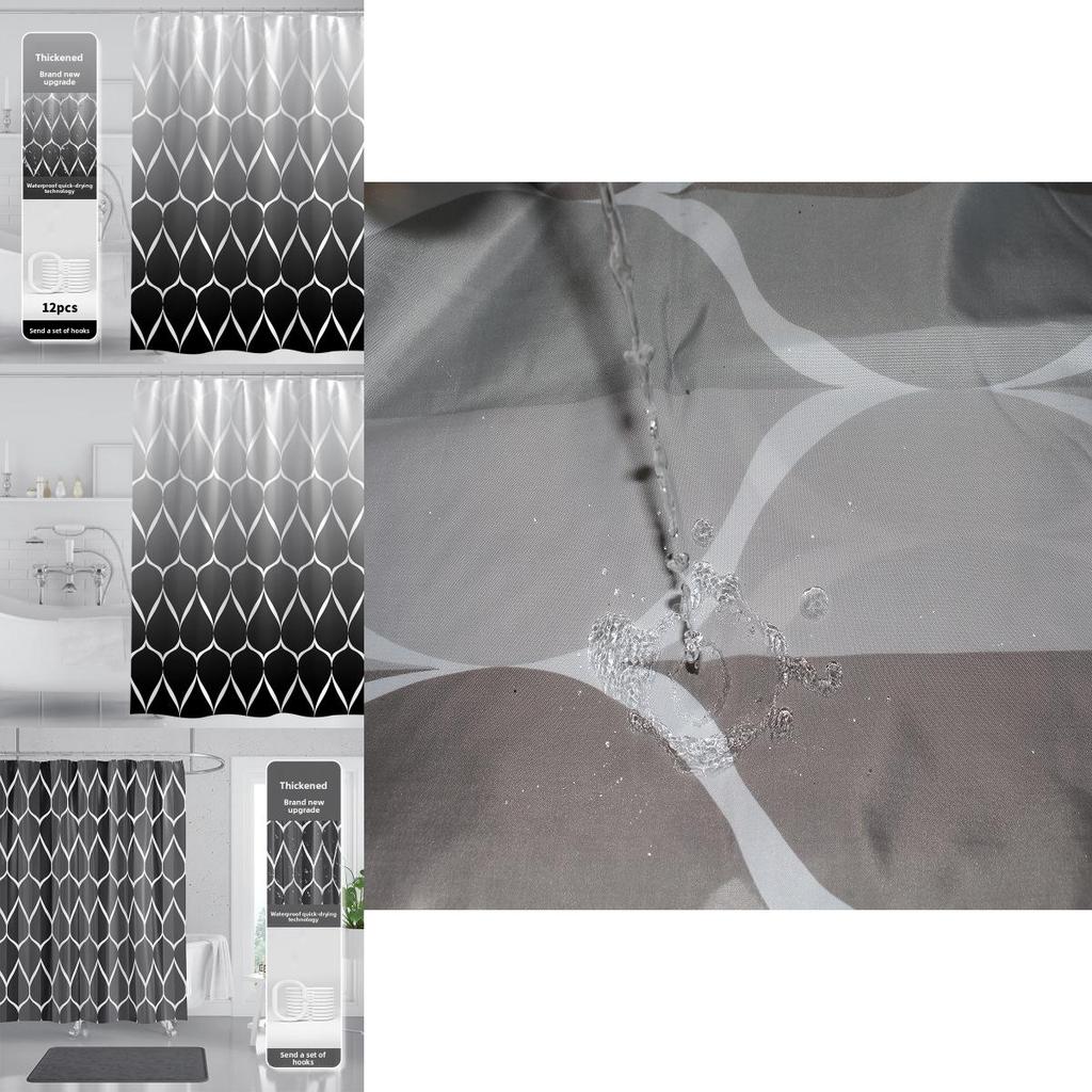 Heavy Duty Waterproof Polyester Bathroom Curtain With Custom Logo Print For Home And Commercial Use