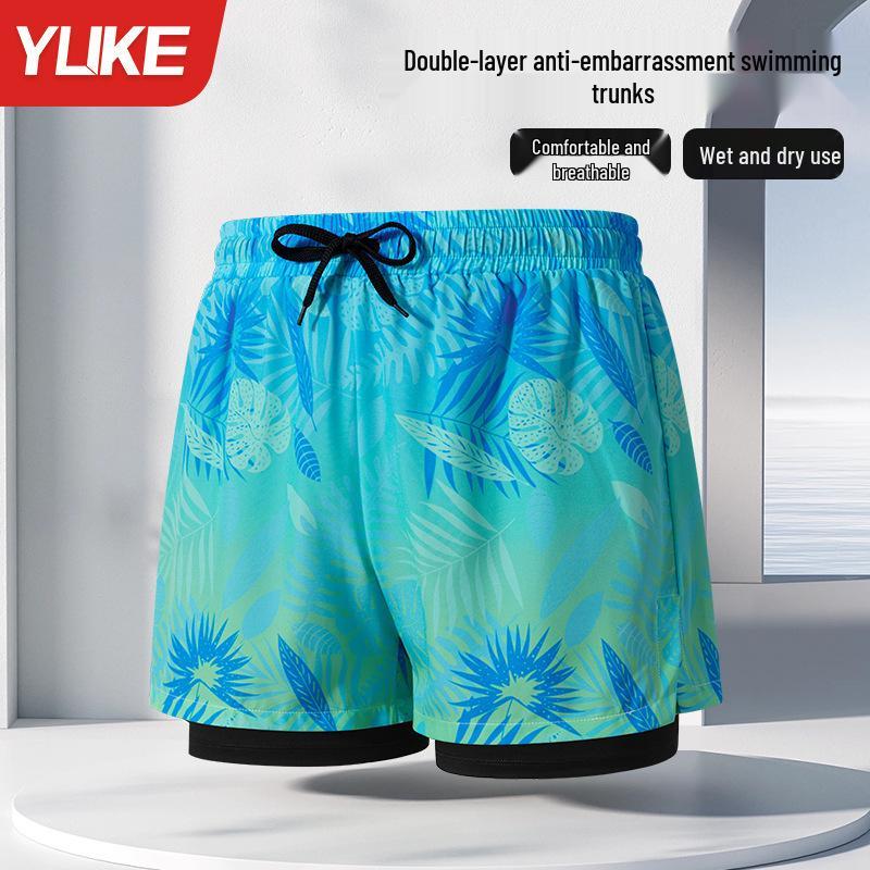 Herren Doppellagige Square-Leg Badehose - Fünf-Punkt-Stil, Anti-Peinlichkeit, Professionelle Strandbekleidung für Erwachsene.