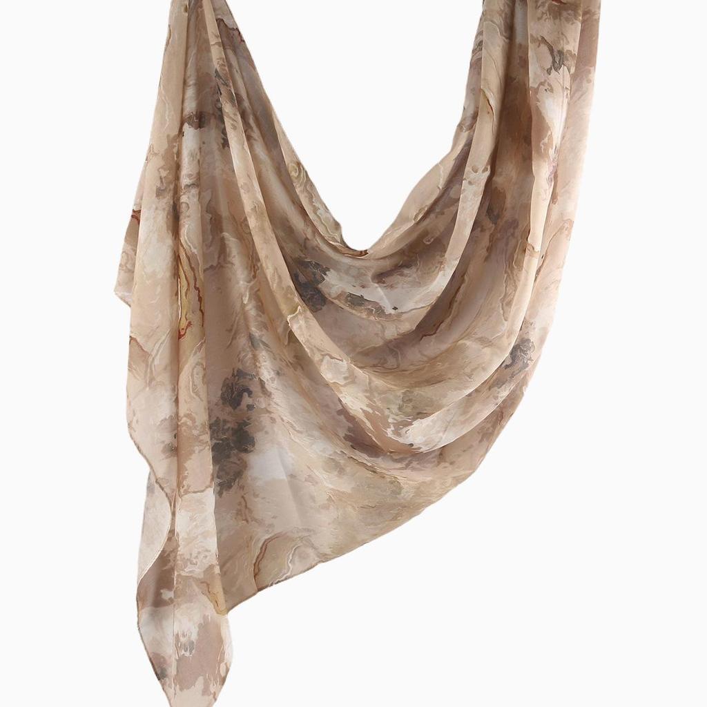 "Ethnic Watercolor Modal Cotton Shawl Satin Print Scarf for Women"