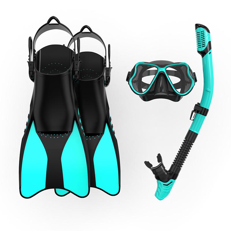 Diving Fins, Snorkel, and Goggles Set with Silicone Mouthpiece for Water Sports