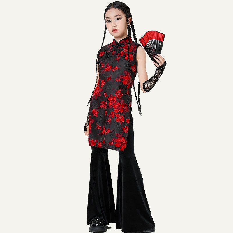 Chinese Style Jazz Dance Costumes for Girls – Trendy Performance Set for Model Runway Shows