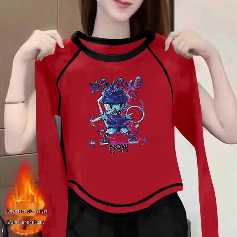 

Women s Double-Sided Velvet Shirt - 2024 New Autumn/Winter Ins-Style Long-Sleeve Chic Top XXL (suggested weight: 135-145 jin) красный