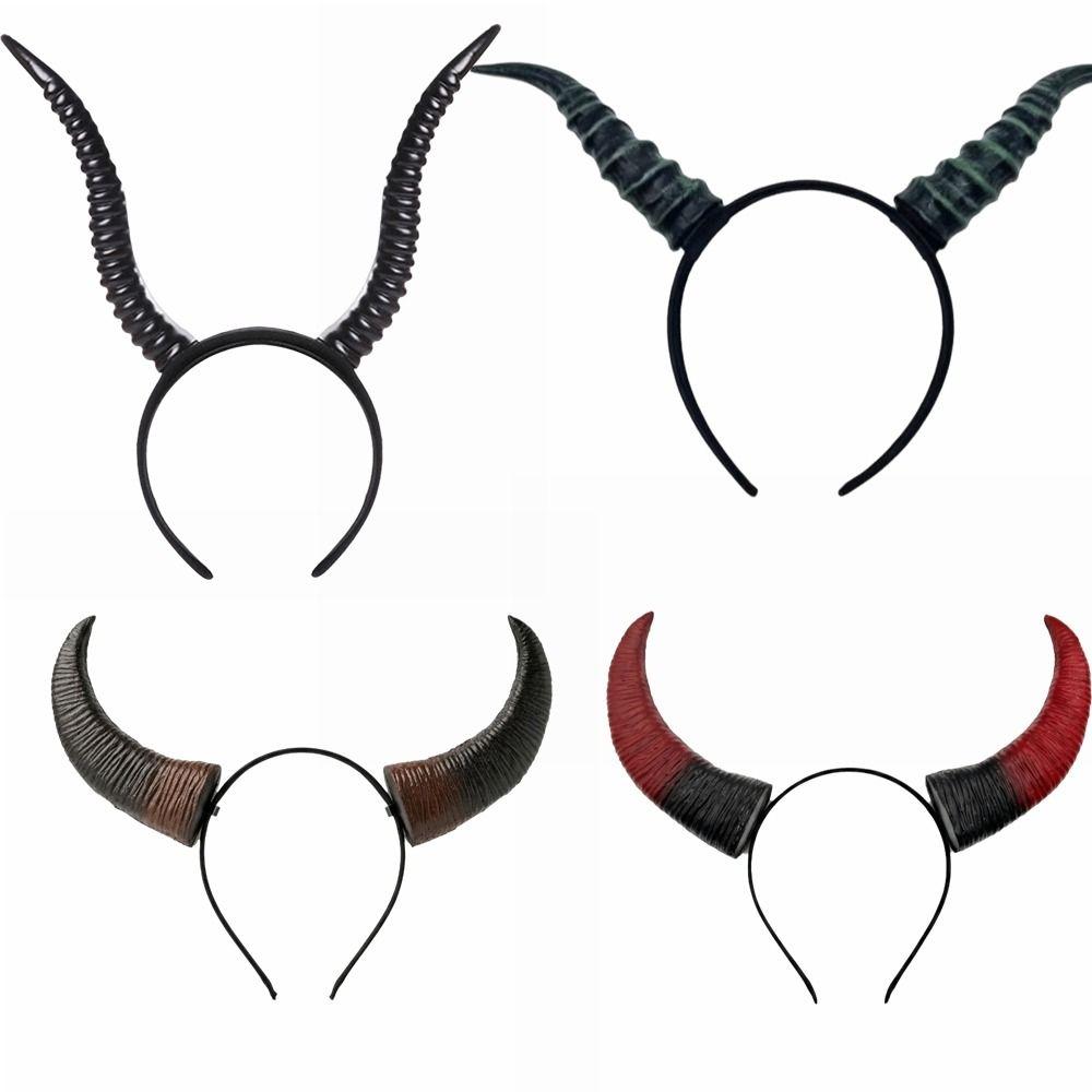 Cosplay Demon Horns Headwear Gothic Cow Horn Hair Hoop Halloween Devil Headband Photo Props