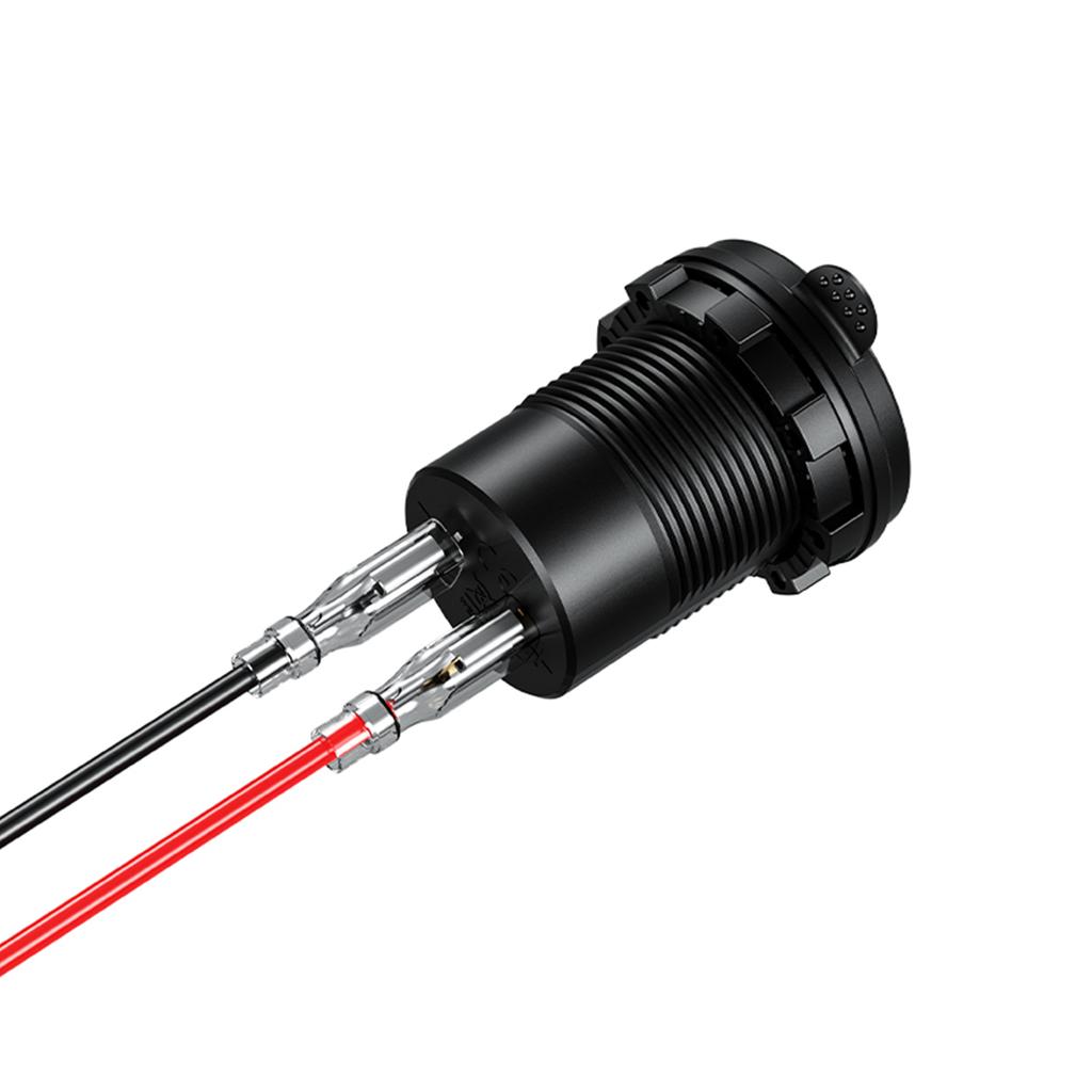 USB C Car Charger Socket 12V/24V USB C Outlet Ual 45W PD Type C & 18W 3.0 Port with LED Voltmeter