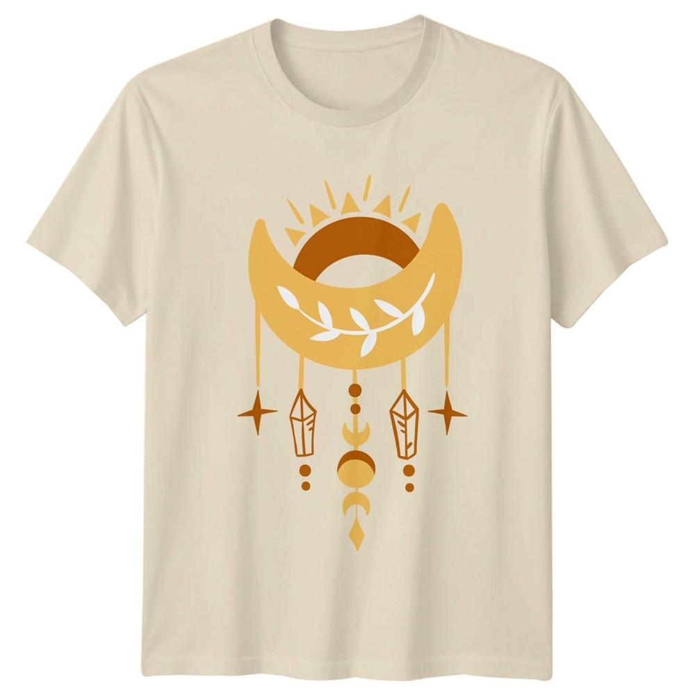 Boho Celestial Moon Crystal Design TShirt Bohemian Mysticism Celestial Art