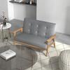 2 Seater Sofa Modern Linen Fabric Upholstery Tufted Couch with Rubberwood Legs for Living Room and Kitchen, Dark Grey