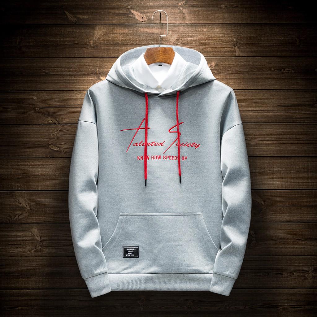 Men's New Fashion  Winter Hooded Long Sleeved Jacket Letter Tops