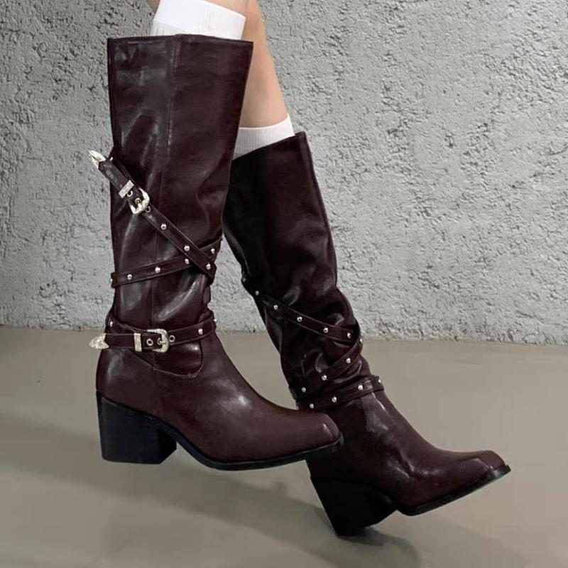 Hot Selling Long Boots for Women High Heels Shoes Fashion Goth Chelsea Boots Winter Woman Pumps 2025 New Chunky Mujer Botas