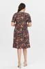 Women's Big Size Dress Floral Patterned Viscose Basic Short Sleeve Dress