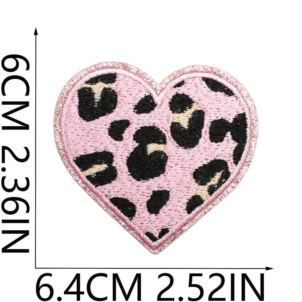 Leopard Print Embroidery Cloth Sticker Grit Leather Five-Pointed Star Patch Sticker Bag With Color Pattern Computer Embroidery Label