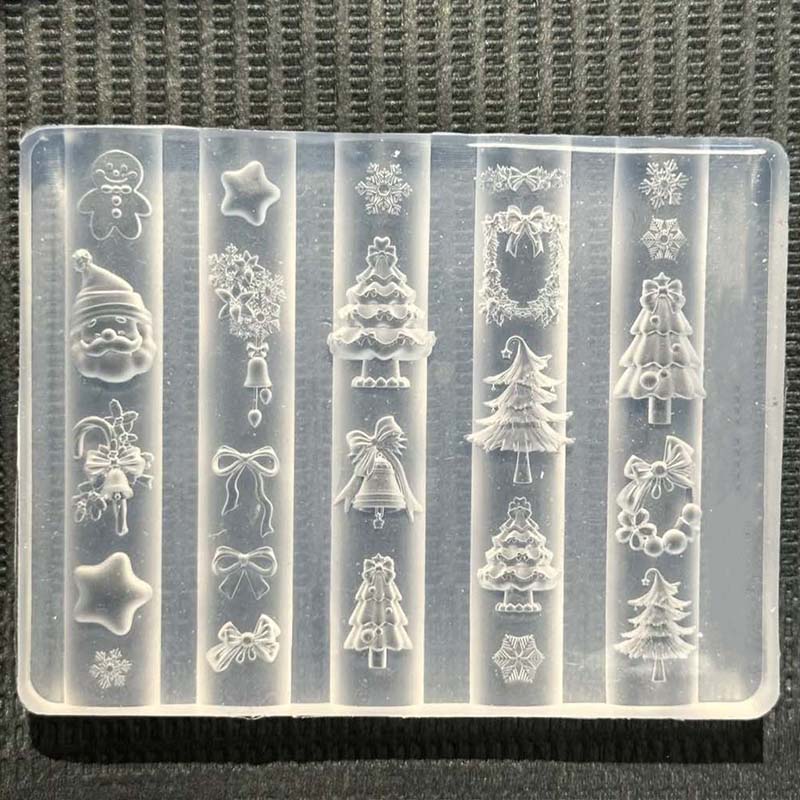 WTEMPO Christmas Silicone Nail Art Mold High Transparency Curved Surface Design DIY Manicure Accessories Template Tool for Nail Surface Decoration