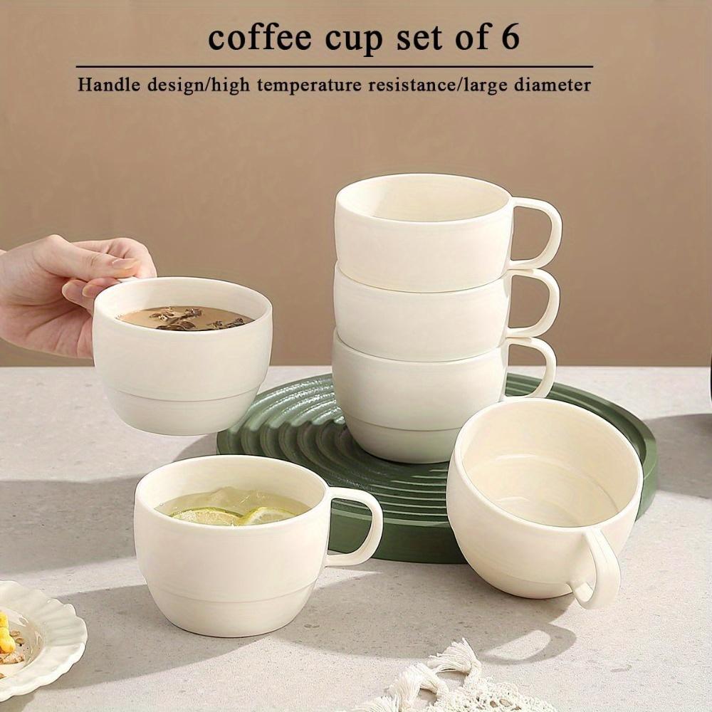6 ks Kávové hrnky Kávové šálky 12oz Odolné Lehké Plastové Hrnky pro Domov Venkovní Piknik Kempování Narozeninový Dárek Stohovatelné Kávové Hrnky Plastový Šálek