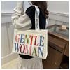 Casual Stylish Yet Canvas Tote Bag With Beautiful Letter Prints And Soft Structure Medium