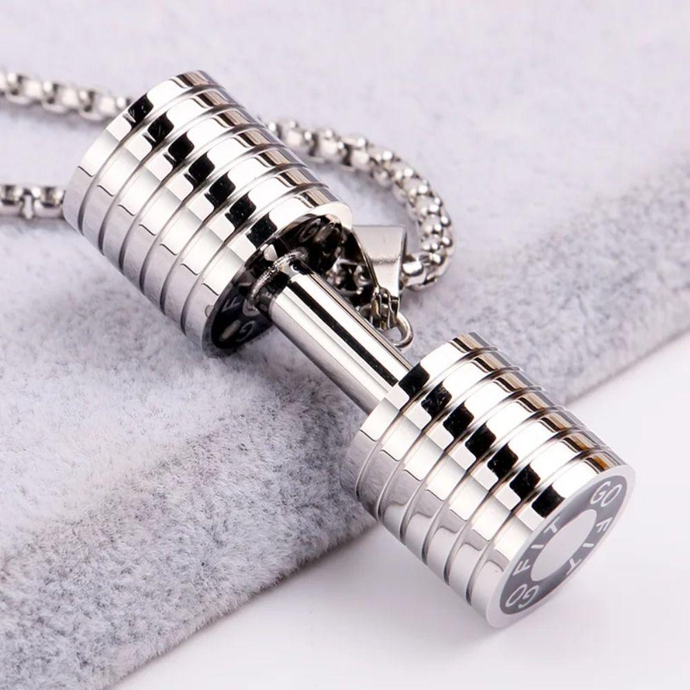 Zinc Zinc Alloy Dumbbell Necklace Strength Training Dumbbell Sports Necklace  Jewelry Accessories
