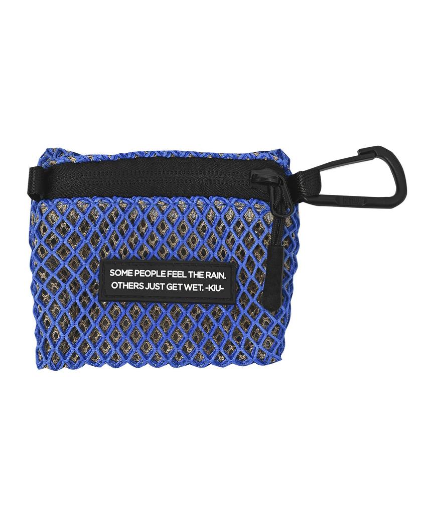 Kiu Double Mesh Card Case - Lightweight Mini Coin & Card Pouch with Carabiner, Unisex, Blue, W-MESH CASE