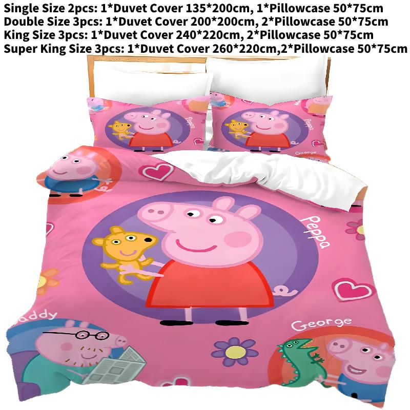 

Cartoon 3d Kids Pig Duvet Cover Pillowcase Single Double Bedding Set Gift 135x200cm