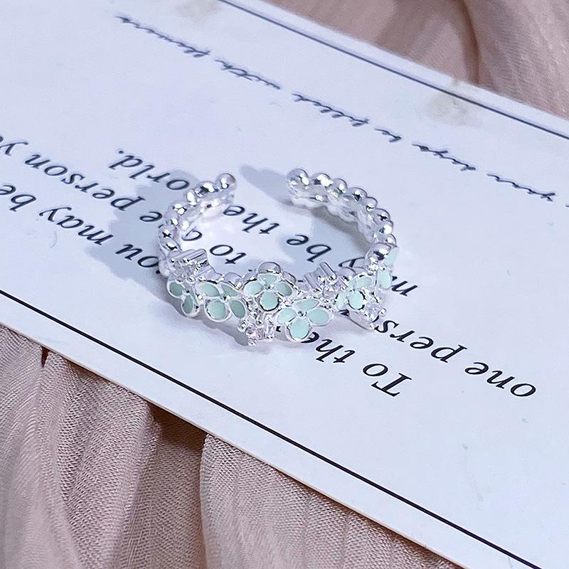 Emaille Dopaminblumenring Damen Süßes Nischen-Design Zeigefingerring Öffnung Verstellbarer Ring